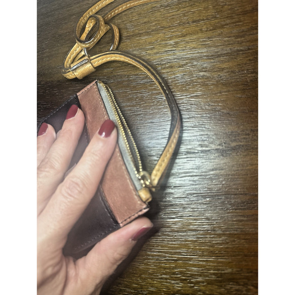 Chloe Auth Tan Black Zip Leather Coin Key Case 2 Slot Card Holder Wallet Zip H15 - Picture 8 of 9